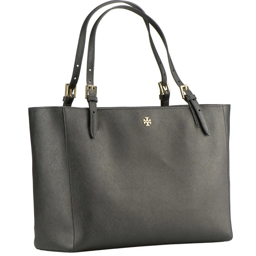 Tory Burch Large York Black Leather Buckle Tote ✨Excellent Condition Retail $598 - Picture 11 of 13